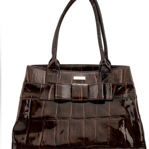 Elegant Kate Spade Brown Crocodile-Embossed Tote Bag